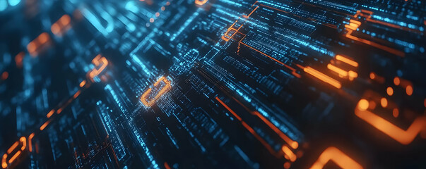 3D Abstract Background Data Stream Code Technology