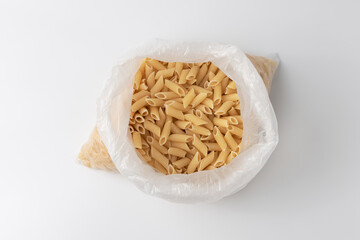 Close up of the pasta in the bag.