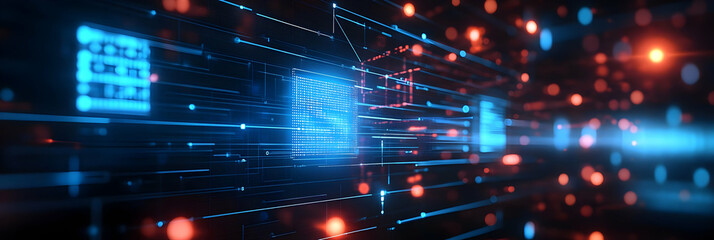 Abstract Background - Digital Data Stream, Technology, and Network Illustration