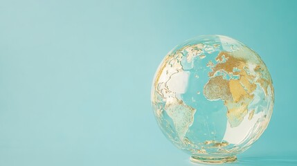 A beautifully designed transparent globe that highlights the continent of Africa, which symbolizes the themes of global connectivity, rich culture, and ecoawareness presented in a modern aesthetic