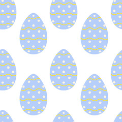 Easter eggs patterned dots and wavy lines Seamless Pattern. Ester festive background or wallpaper 