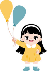 cute kid holding balloons