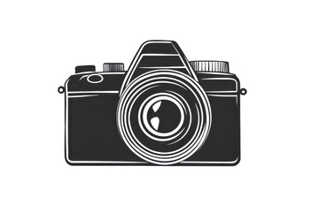 Black vintage camera silhouette on clear background, ideal for photography concepts, vintage aesthetics, or artistic design projects.