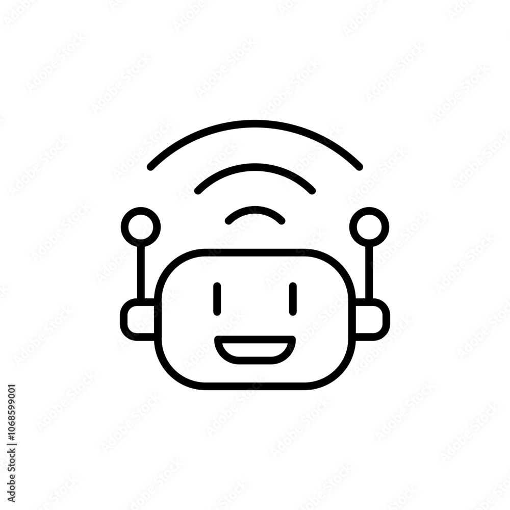 Poster automation bot outline icons, minimalist vector illustration ,simple transparent graphic element .is