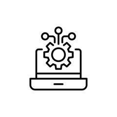 Automation laptop outline icons, minimalist vector illustration ,simple transparent graphic element .Isolated on white background