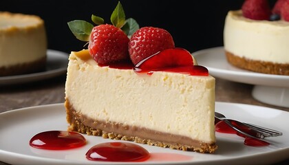 Delicious Cheesecake Topped with Vibrant Red Strawberries and berries