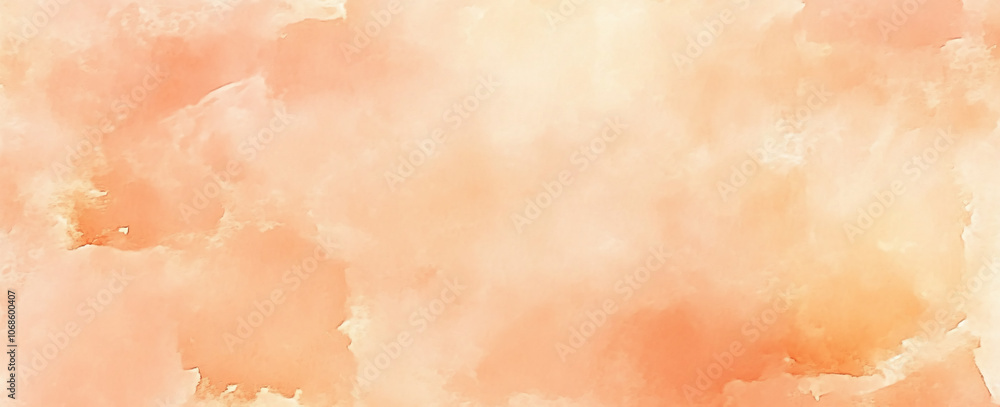 Poster a soft, peach-colored watercolor background with a dreamy, hazy feel. the light washes of color evok