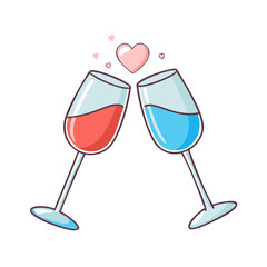 toasting glasses vector art,  flat illustration toasting glasses icon.
