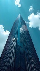 Obraz premium Corporate Skyscraper Tower Reflective Windows in the Urban Downtown Cityscape