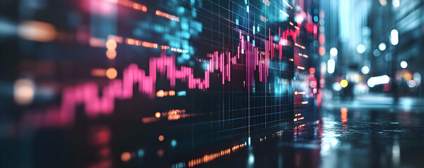 Fototapeta premium Illustration - City Stock Market Data Analysis Display