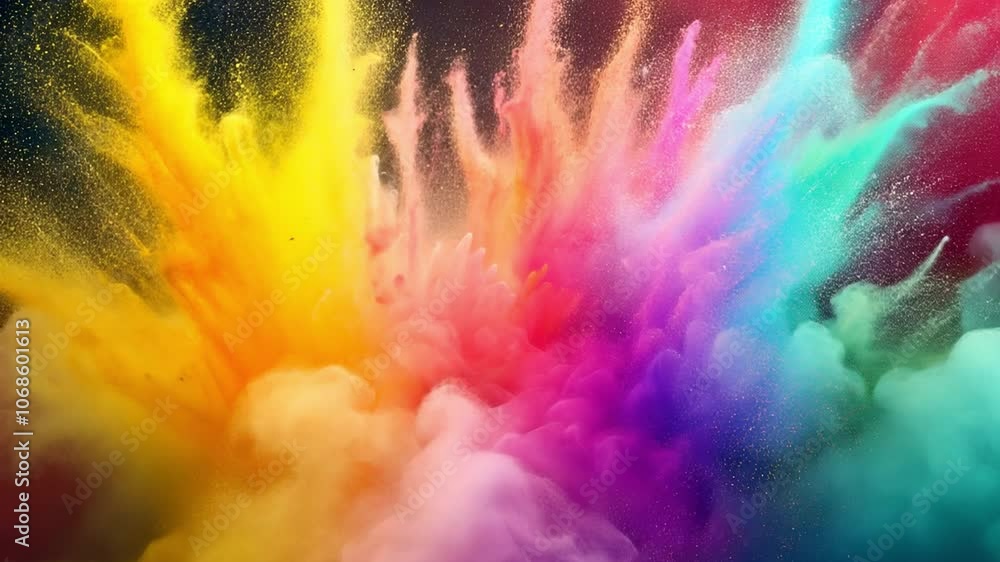 Aufkleber Explosive Color Burst: A mesmerizing explosion of vibrant colors, creating a dynamic and abstract artwork, filled with energy and movement.  