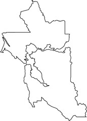 Obraz premium San Francisco Bay Area (CALIFORNIA, UNITED STATES) Thin Map Outline (Sonoma, Napa, Solano, Contra Costa, Alameda, Santa Clara, San Mateo, Marin, San Francisco)