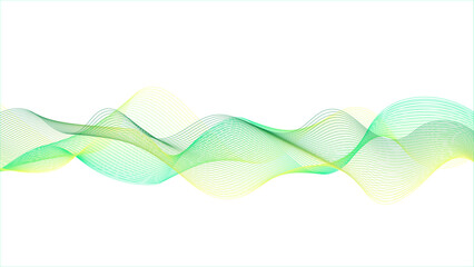 Design element fo technology, digital, communication, science, music concept vector background. Abstract waves of green and blue that are isolated on a white background.