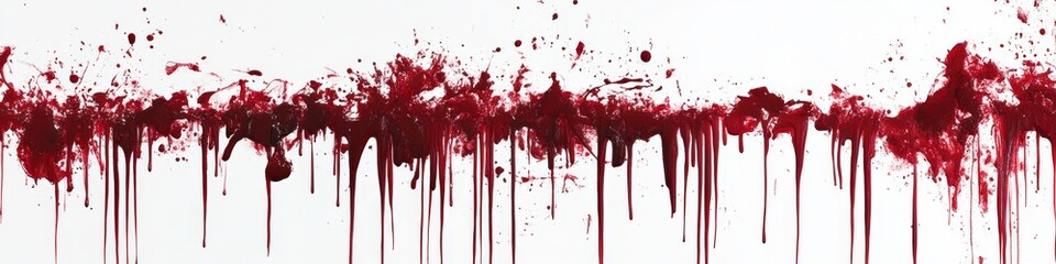 A striking visual with realistic blood drips and splashes, perfect for horror, crime, or medicalthemed art. The stark white background enhances its impact, making it truly captivating