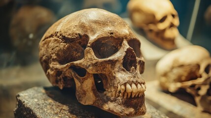 Naklejka premium Archaeologists studying ancient DNA samples to uncover early human genetic traits