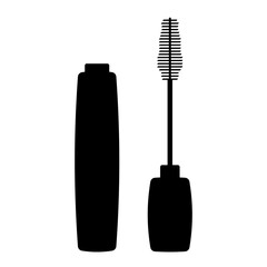 Illustration showing a black mascara icon on a white background