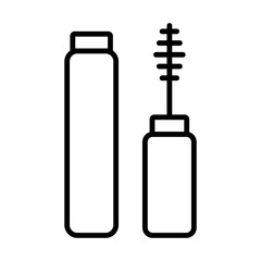 Illustration showing a black mascara icon on a white background