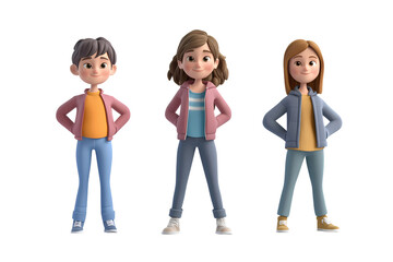 Obraz premium Three Distinct Characters in Casual Attire
