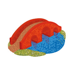 Small Bridge Colorful Illustration