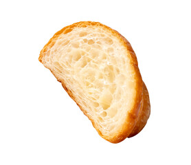 Top view of half brown croissant isolated with clipping path. in png file format