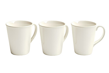 Three Plain White Coffee Mugs on Display