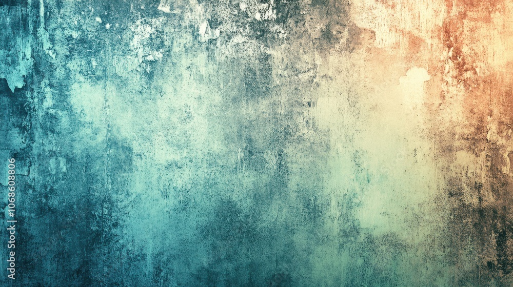 Poster textured abstract background in gradient hues of blue and orange, evoking a sense of depth and trans