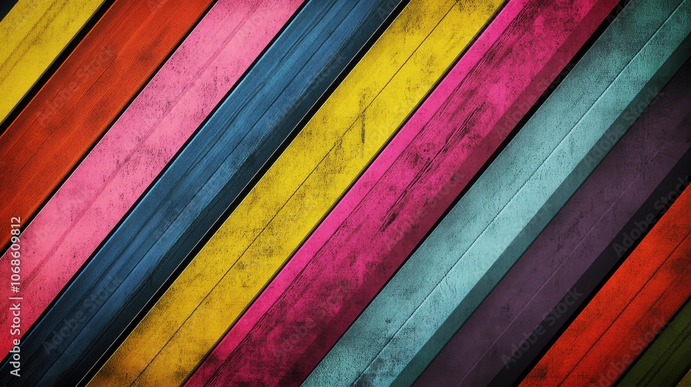 Aufkleber vibrant diagonal stripes of various colors create a striking visual pattern.