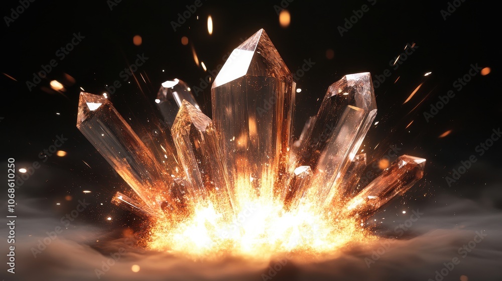 Aufkleber an explosion of sparkling crystal shards, creating a mesmerizing display of light and energy.