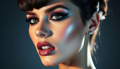 Fototapeta premium Elegant Glamour Portrait of a Young Woman with Stunning Makeup and Hair