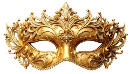 Gordijnen golden venetian mask for night party club © ivatekstudio
