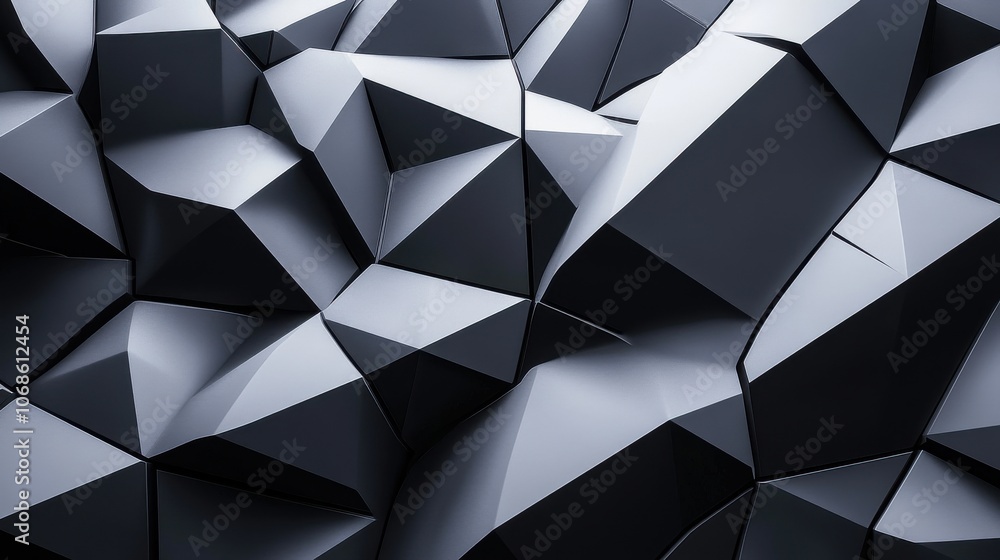 Aufkleber an abstract close-up of a dark, geometric surface featuring sharp angles and contrasting shadows.