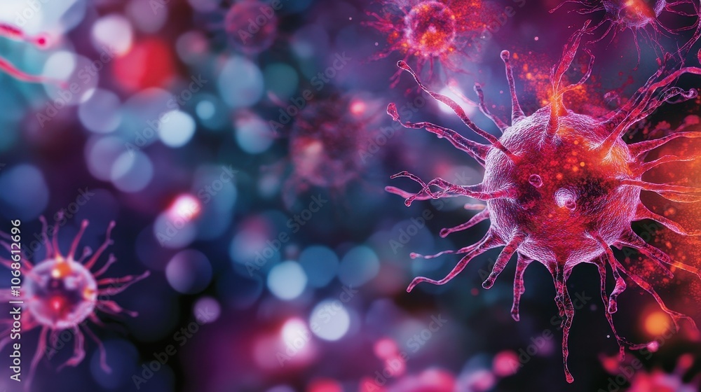 Poster closeup view of detailed molecular structure and intricate design of coronavirus cells abstract and 