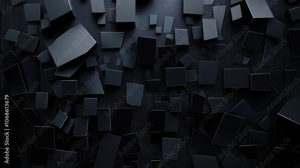 Aufkleber abstract composition of various black rectangular shapes creating a modern, sleek aesthetic.
