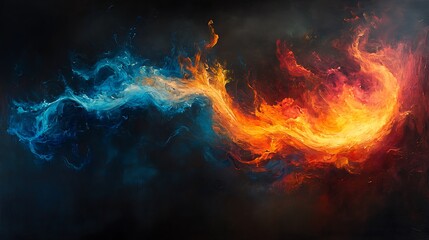 Fototapeta premium Artists create stunning contrast between fire and ice in abstract art