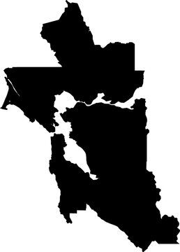 San Francisco Bay Area (CALIFORNIA, UNITED STATES) Filled Map (Sonoma, Napa, Solano, Contra Costa, Alameda, Santa Clara, San Mateo, Marin, San Francisco)