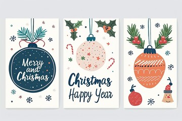 Fototapeta premium Set of three Christmas cards, clean 