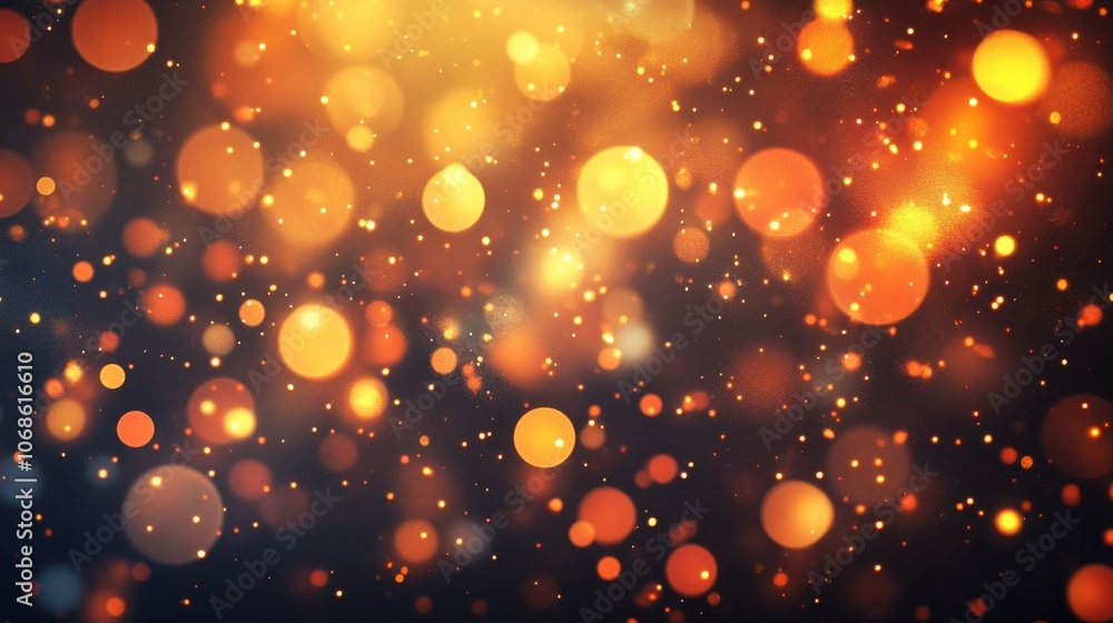 Poster a vibrant abstract background of glowing orange bokeh lights on a dark backdrop, creating an enchant