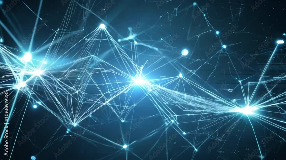Poster futuristic digital abstract glowing blue lines and nodes showcasing data connections and technology 