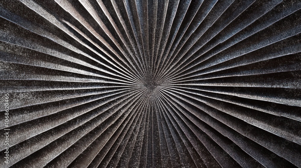 Poster Abstract close-up of a metallic feature with radial lines, showcasing intricate textures and patterns.