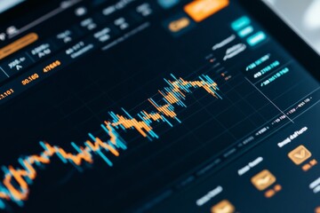 A screen showing financial market data with fluctuating graph lines, representing the constant fluctuations and changes in the economic climate.