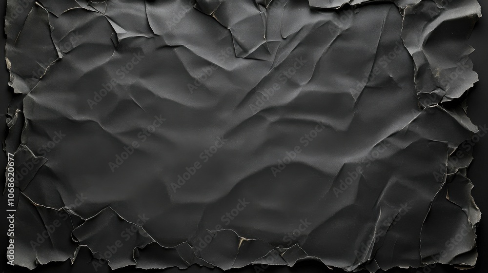 Poster textured dark paper background with crumpled edges, creating an artistic and dramatic visual effect.