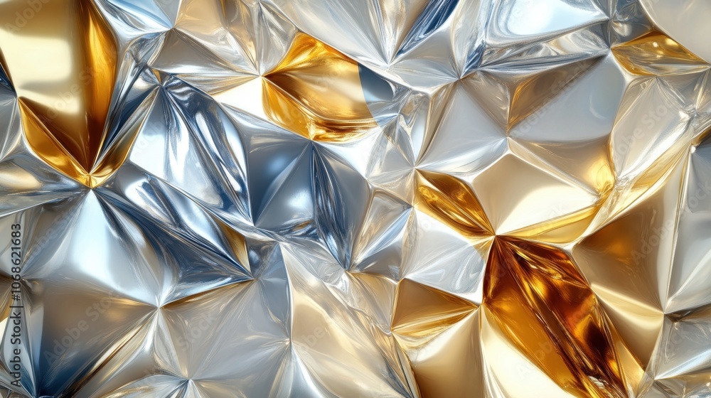 Poster dynamic interplay of silver and gold textures creating an exciting abstract pattern in a shimmering 