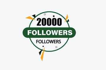 thank you 20000 followers  vector illustration social media post  subscribers or followers animation design banner 

