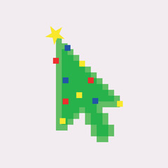Fototapeta premium New Year Tech Symbols in Computer and Programming Style for IT Companies, Christmas tree from the cursor