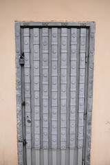 A metal door on a wall