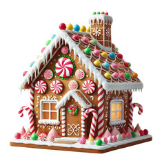 Festive Gingerbread House Decorated with Colorful Candies.