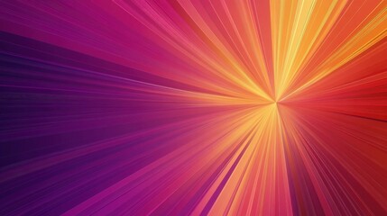 Fototapeta premium Vibrant abstract image showcasing dynamic rays of orange and purple radiating outward, creating a sense of movement.