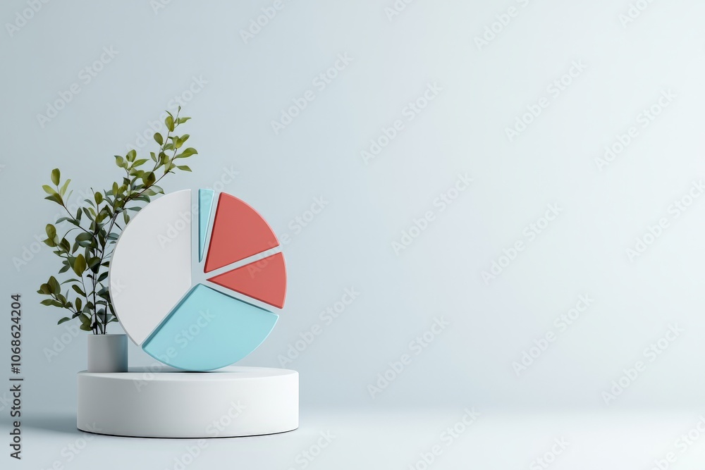 Poster a clean and minimalistic design featuring a pie chart with distinct color segments set against a sof