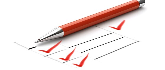 Red pen on checklist with check marks.