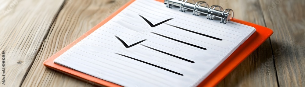 Poster a checklist on a clipboard with two completed items and several blank lines.